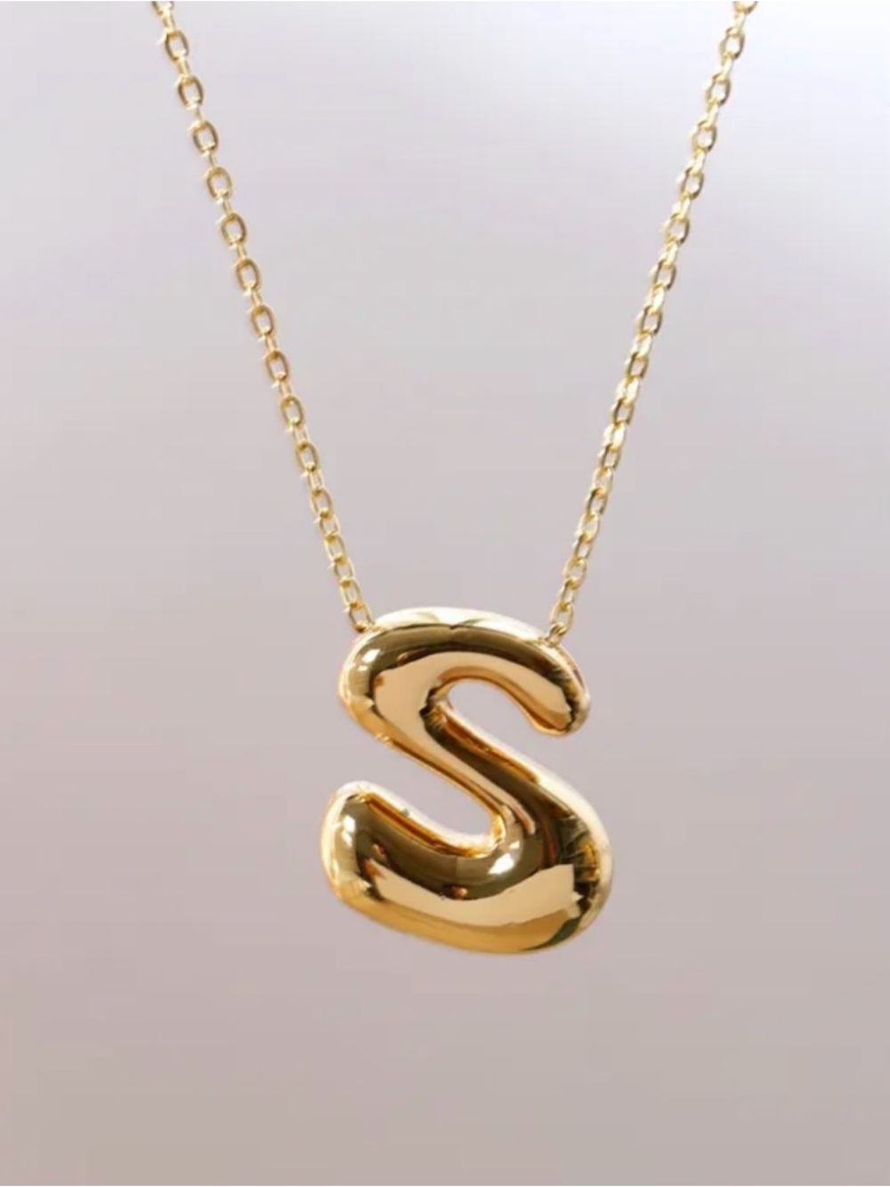 Gold Plated Letter S Pendant Bubble Necklace - Women Jewelry